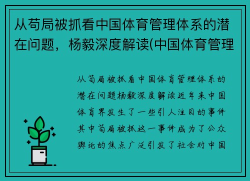 从苟局被抓看中国体育管理体系的潜在问题，杨毅深度解读(中国体育管理体制改革的主要内容)